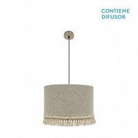 Distribuidor - Lâmpadas Diversas | Colgantes Moderno | COLGANTE VERA 3XE27 CUERO/BEIS REGX60X60 CM Ref: 186496014